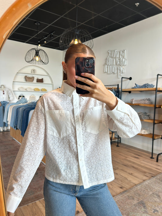 Everyday Eyelet Button Down