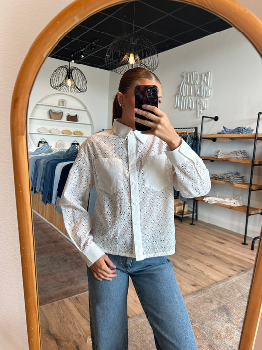 Everyday Eyelet Button Down
