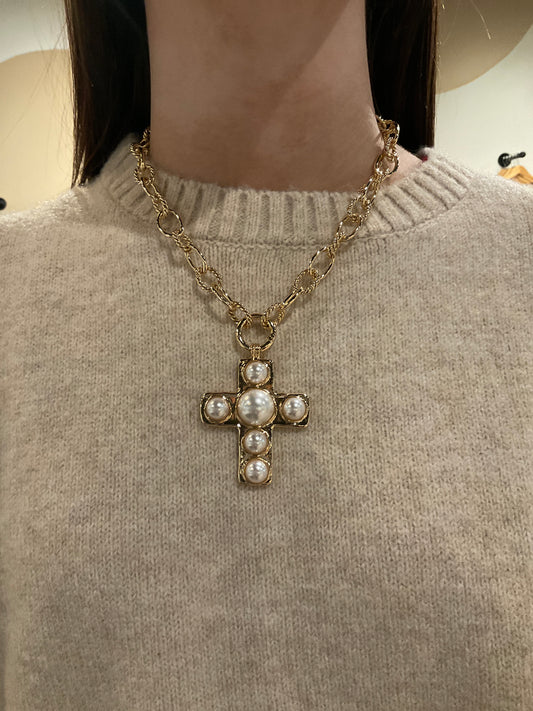 The Pearl Cross Necklace