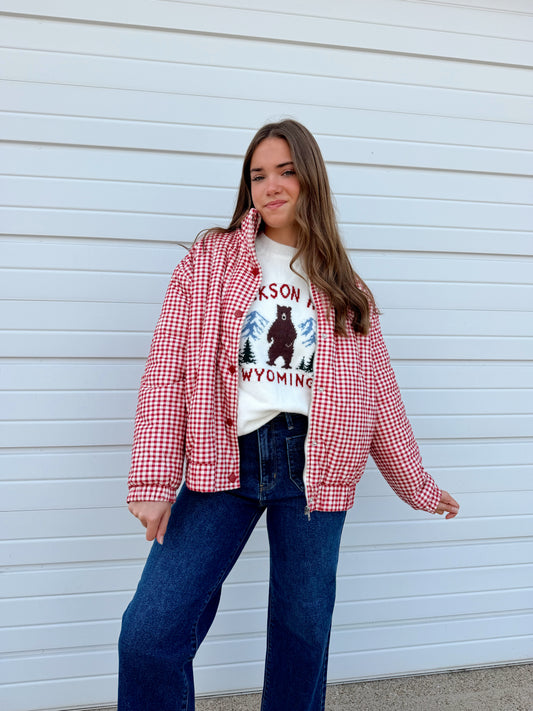 Apple Gingham Puffer