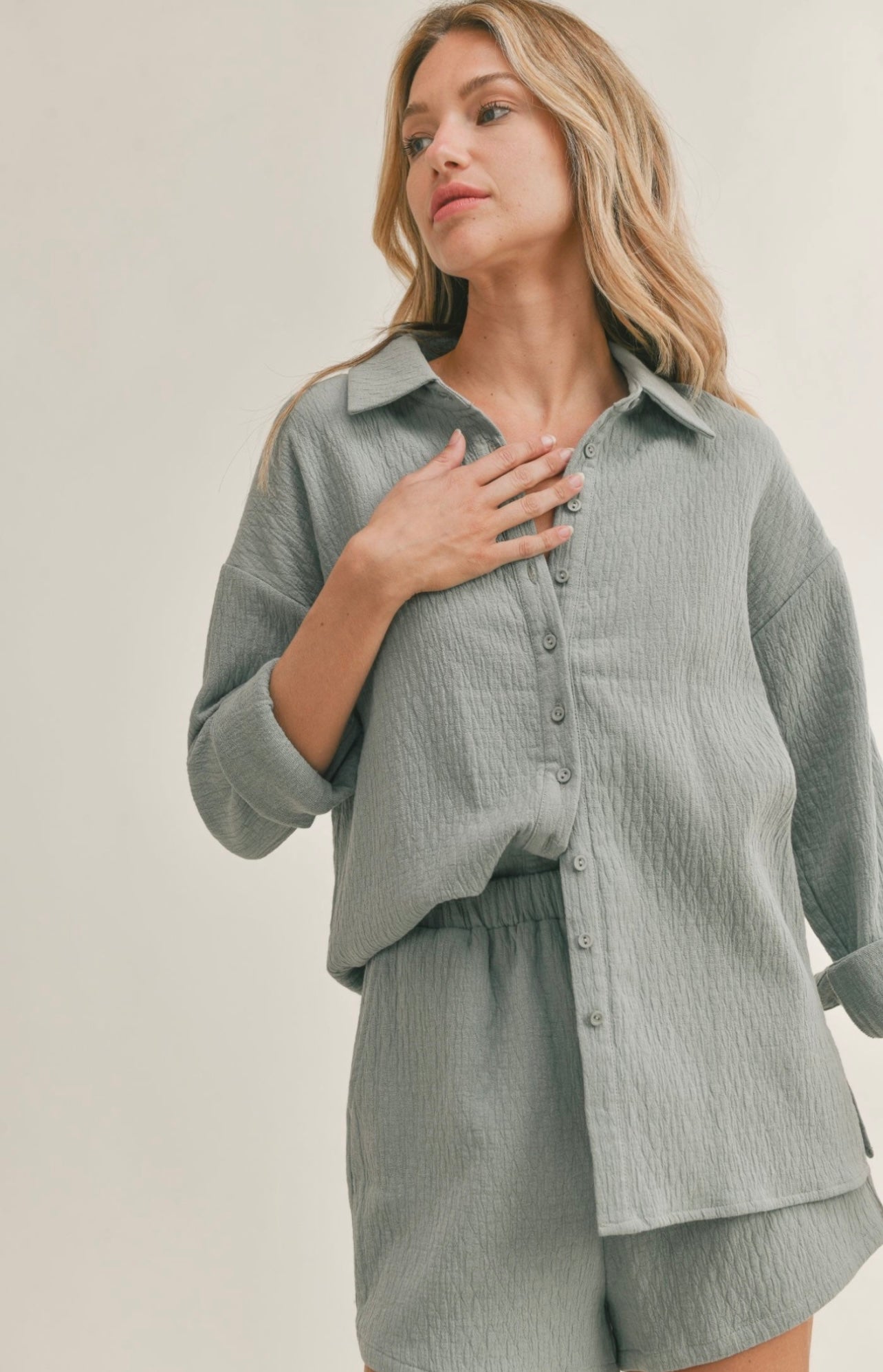 Blue Belle Button Down Top